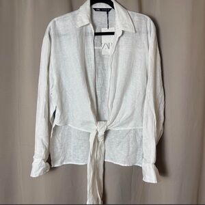 Zara Cream Button-Up Shirt